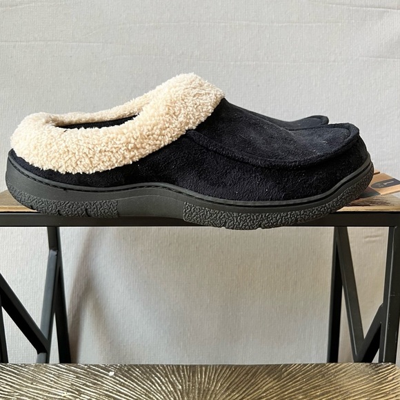 Dearfoams [Mens Large Size 11-12 - NWT] Black Memory Foam Slippers - Picture 6 of 12